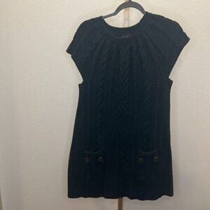 Style & Co Teal Green Cap Sleeve Cable Knit Sweater Dress Pockets Size XL